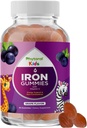 Kids Iron Gummies med C-vitamin - Blood Builder Iron Supplements for Kids with Gentle for Stronger Immunity & Energy Support - Vitamin B6, B12, A, Niacin & Folate Gummies - Vegan & GMO - 60 Greve
