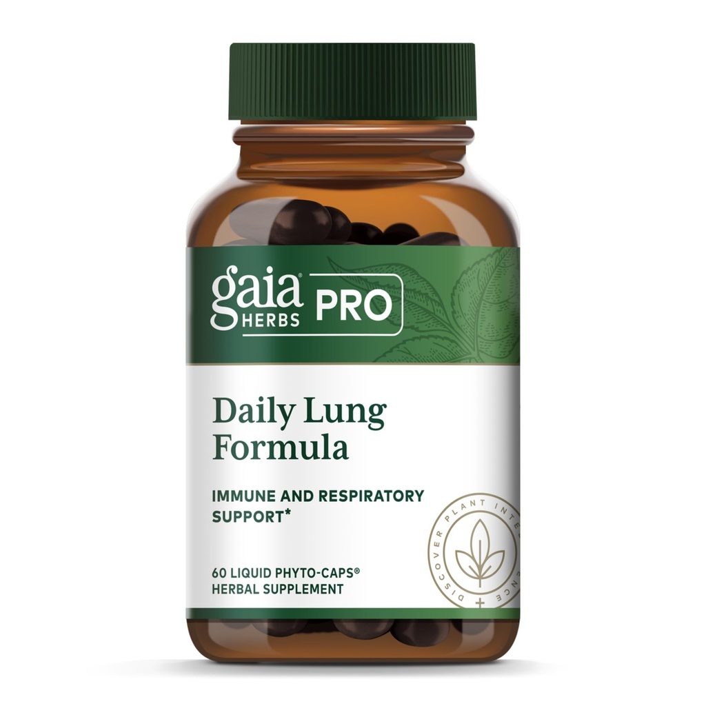GAIA HERBS PRO Daily Lung Formel - Respiratory Health Support * - Immunsupplement med Mullein Leaf, Marshmallow Root & Mere - Vegan, Gluten- Free, Soy- Free - 60 flydende Phyto- Caps (60 Servere)