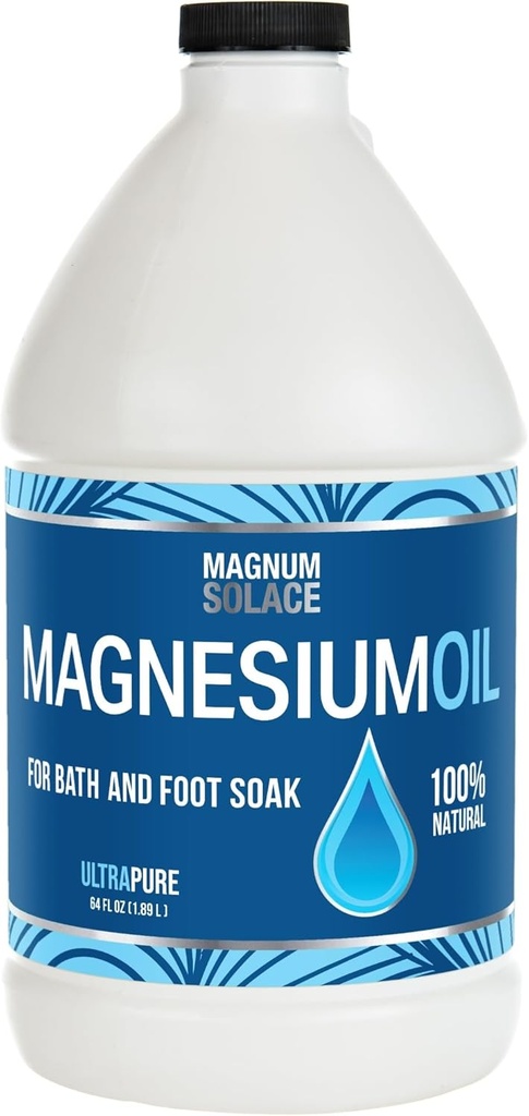 Pure Magnesium Oil - Bulk størrelse 64 oz - til brug med Magnesium Bath Flakes til sæbe eller påfyldning oliespray