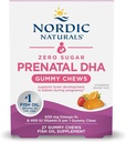 Nordic Naturals Zero Sugar DHA Prenatal Vitamin Gummies, Strawberry Orange Flavor - 27 Gummies - Kosttilskud til graviditet - 600 mg Omega-3 Fish Oil og 400 IE D3- 27 Vitamin Servering