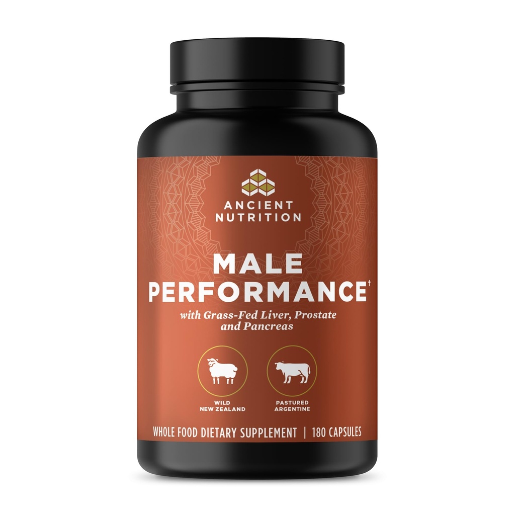 Ancient Nutrition orgel Kosttilskud til mænd, Grass- Fed og Wild orgel Complex kapsler, lever, prostata, pancreas understøtter mandlige ydeevne, sund aldring, 180 Ct