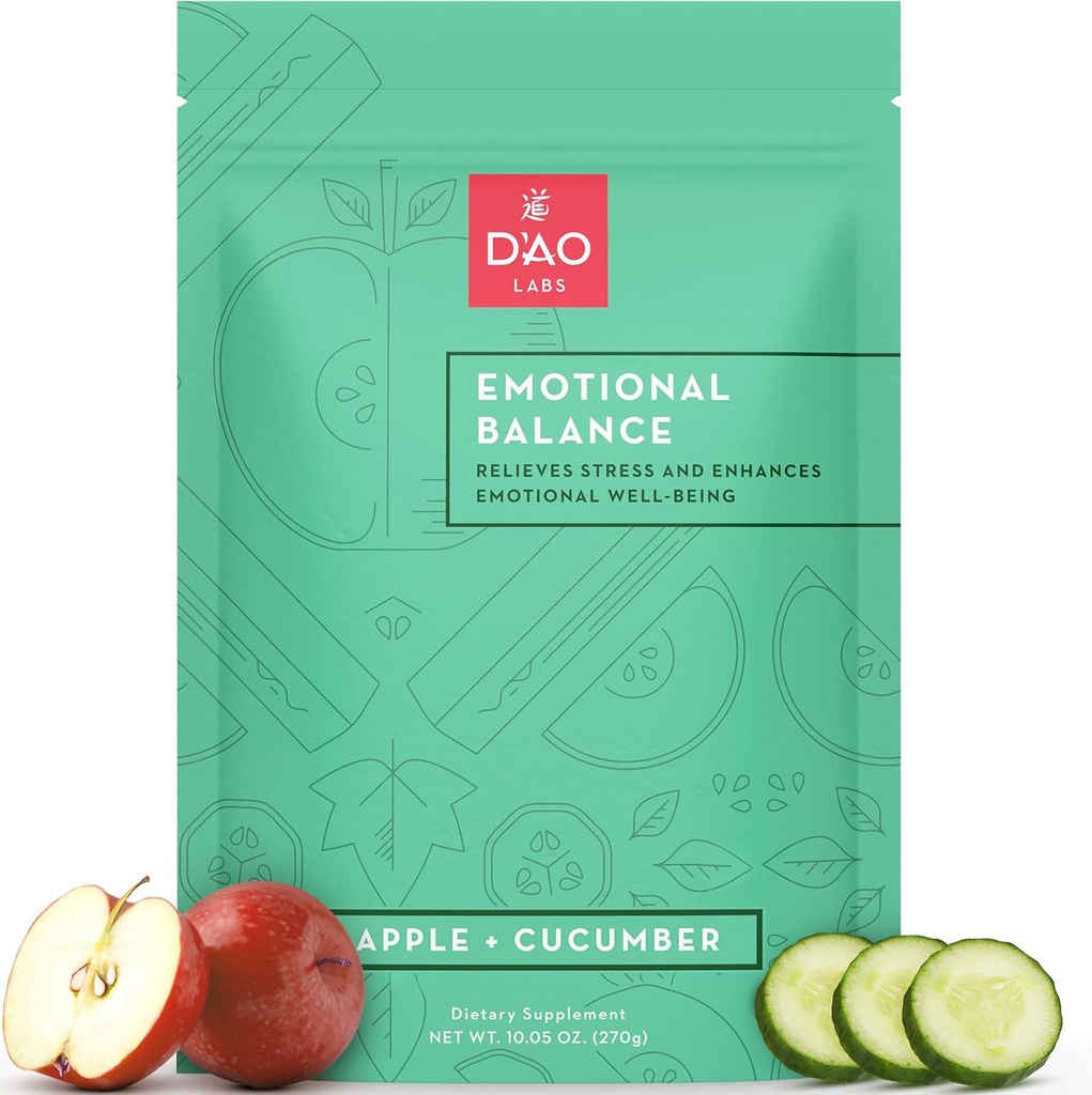 D 'AO Labs Følelsesmæssig Balance - Følelsesmæssig Balance Powder - Rolig & Stress Relief - Effervescent Pulver med Apple- Cuckumber Flavor - Xiao Yao San Traditional Kinesisk Herbal - 30 Individuelle Serveringer