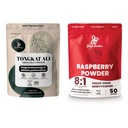 Jungle Powders Premium 5oz Tongkat Ali & Freeze- Tørret 7oz Raspberry Bundle - Eurycoma Longifolia pulver supplement til mænds sundhedsstøtte parret med Usødet rød superfood ekstrakt til bagning