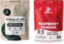 Jungle Powders Premium 5oz Tongkat Ali & Freeze- Tørret 7oz Raspberry Bundle - Eurycoma Longifolia pulver supplement til mænds sundhedsstøtte parret med Usødet rød superfood ekstrakt til bagning