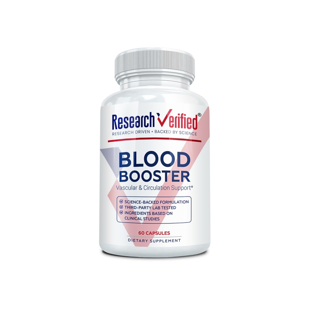 Forskning Verified Blood Booster - Blood Support - Hawthorn, Magnesium, Selleri Seed Powder, BioPerine - 60 Kapsler - 1 måned Supply