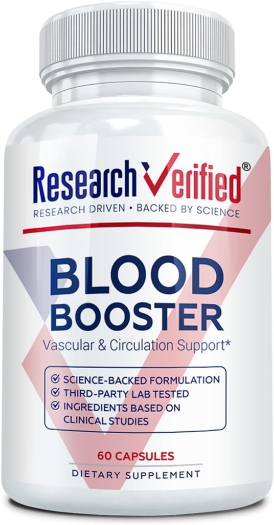 Forskning Verified Blood Booster - Blood Support - Hawthorn, Magnesium, Selleri Seed Powder, BioPerine - 60 Kapsler - 1 måned Supply