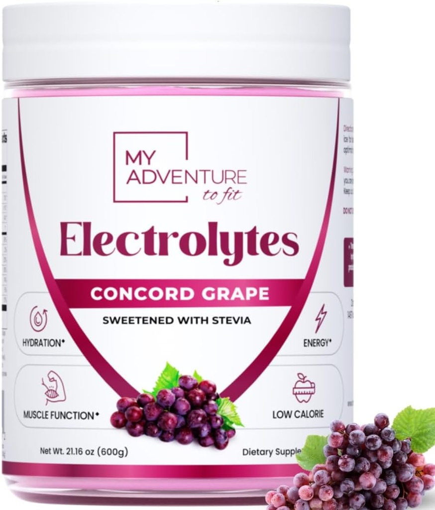 Zero Sugar - Concord Grape Electrolytes Powder - Forfriskning Hydration Mix - Koffein Free Energy med alle naturlige ingredienser - Vegan, Keto & Paleo - Sukker Free Electrolytes Drink Mix - 120 Servering