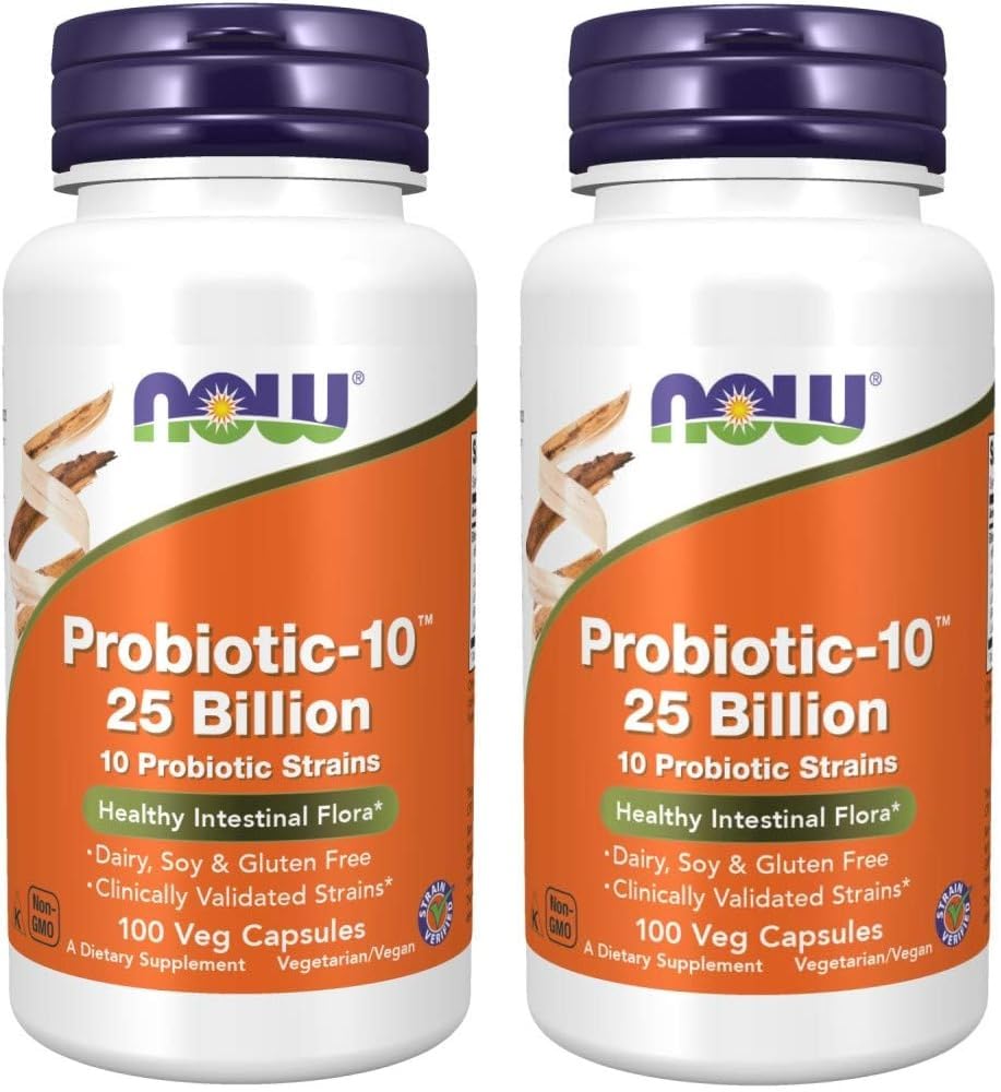Nu fødevarer Probiotic- 10 25 milliarder, 100 greve (pakke med 2)