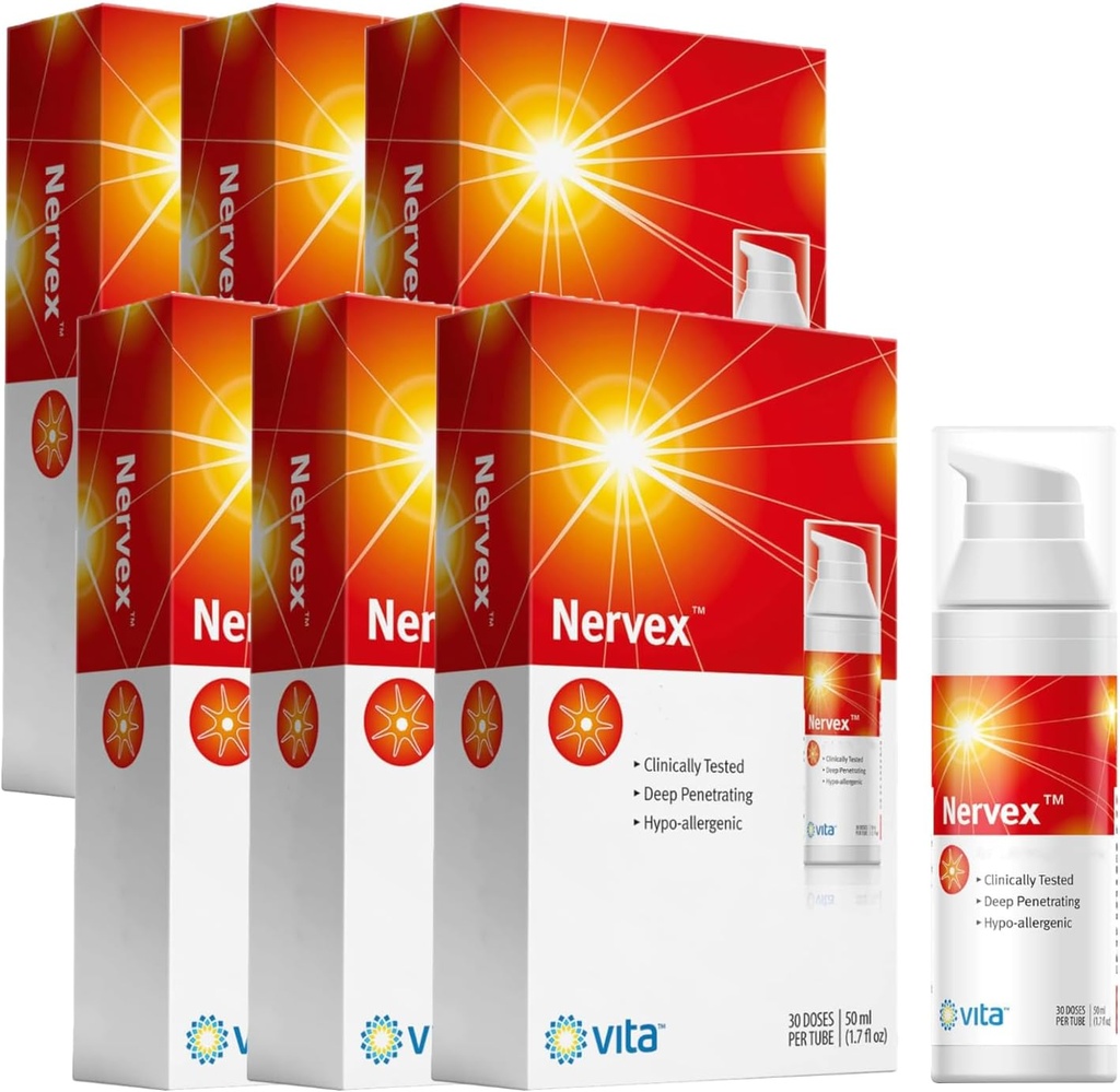 Vita Sciences Nervex Maksimalt neuropati support, videnskabeligt udviklet til effektiv naturlig hurtig Cream til fødder, hænder, ben, legetøj - pakke med 6