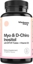Myo- Inositol & D- Chiro Inositol kapsler med MTHF, Folate, D-vitamin; 124; Support til ovariefunktion, Hormone Balance, & Homocysteine Levels; 124; Fertilitet Kosttilskud til kvinder; 124; 40: 1 Ratio