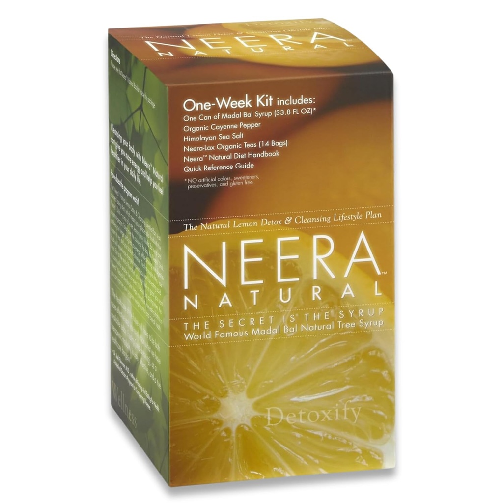 Neera Natural One Week Pack Master Cleanse Diet - Metabolisme Booster Lemonade Detox Colon Cleanser & Detox Gut Cleanse, Master Cleanse Lemon Cayenne Maple Detox, 7 dages Cleanse Kit