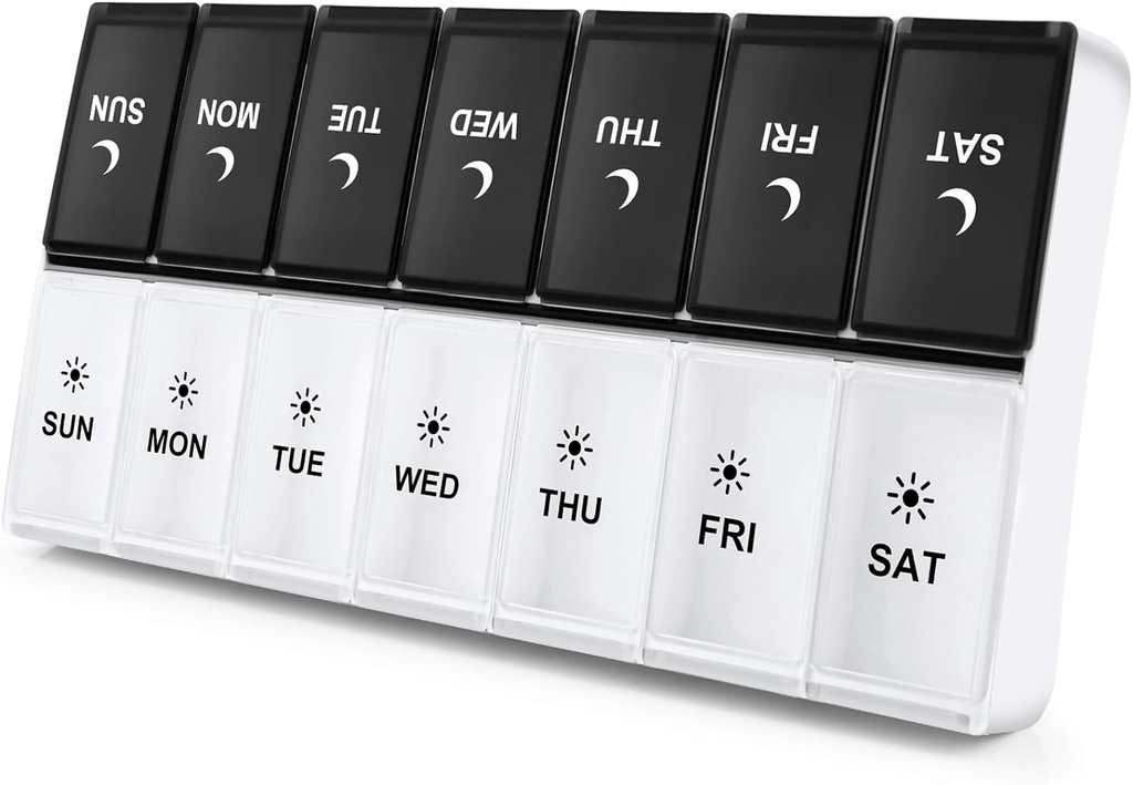 DANIEY Extra Large Pill Organizer 2 gange om dagen, XL Ugentlig Pill Box 2 per dag, AM PM Pill Case, Day Night Pill Container 7 dag, Vitamin Case To gange om dagen