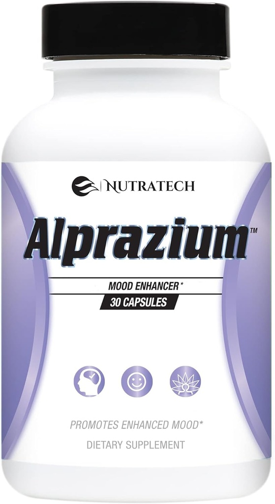 Alprazium - Natural Stress Relief supplement til fremme af bedre mad, afslapning og beroligende. (30 kapsler)
