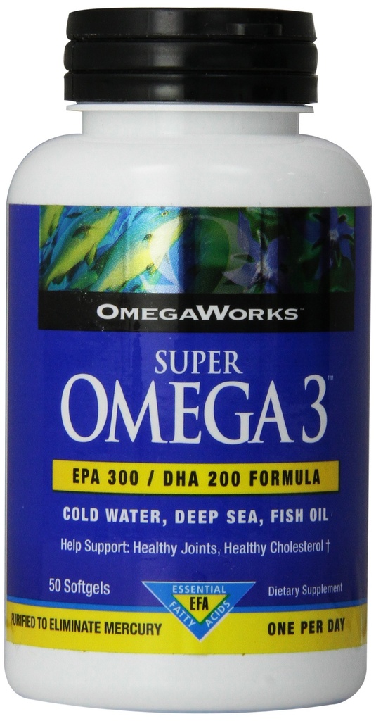 Omegaworks Super Omega 3 Softgels, 50- Count Flasker (pakke med 2)