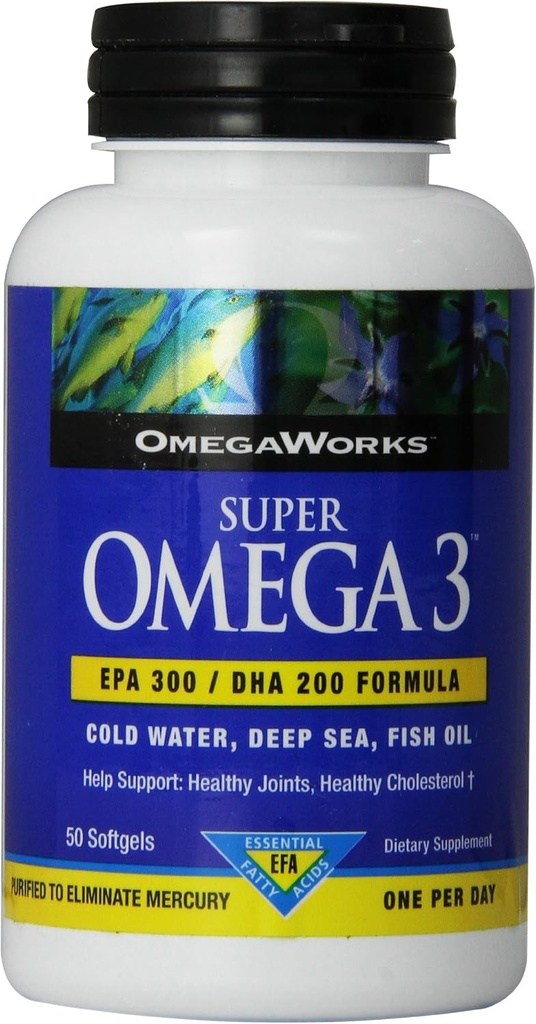 Omegaworks Super Omega 3 Softgels, 50- Count Flasker (pakke med 2)