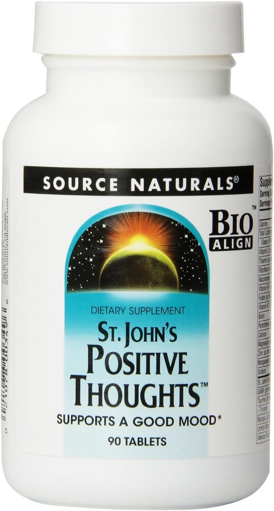 Source Naturals St. John 's Positive Tanker Herbal Supplement - 90 tabletter (pakke med 2)