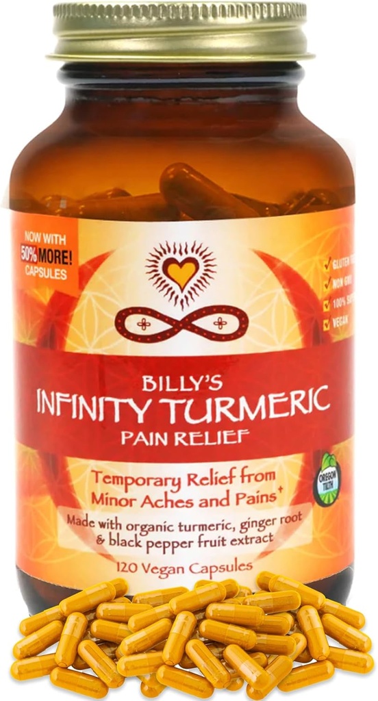 Infinity Gurkemeje Kapsler, høj potens Curcumin supplement, USDA Certified Organic Supplement med sort peber og ingefær, Rå, Vegan Gluten Free