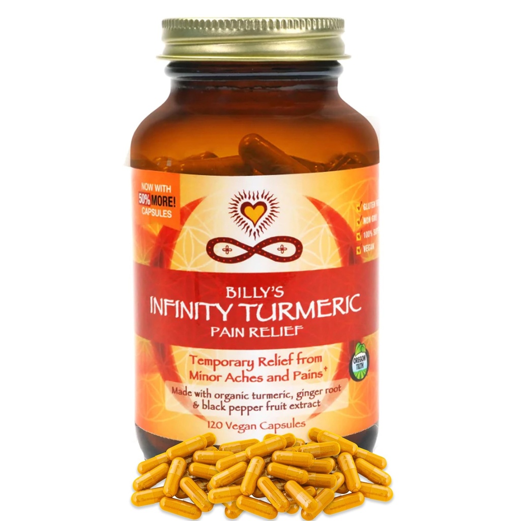 Infinity Gurkemeje Kapsler, høj potens Curcumin supplement, USDA Certified Organic Supplement med sort peber og ingefær, Rå, Vegan Gluten Free