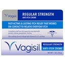 Vagisil Regelmæssig Styrke Anti- Itch Feminin Cream til kvinder, gynækolog Testet, Hypoallergen, Fastvirkende og langtidsholdbare Itch Relief, Vaginal Moisturizer lindrer og køler, 1 oz (pakke med 1)