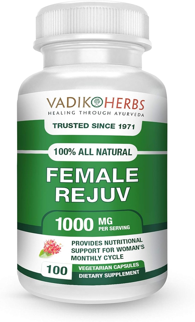 Kvindelig rejuv af Vadik Herbs • 124; urtebehandling for PMS Relief supplement Premenstrual Cycle Support • 124; urteformel Complex for menstrual Cramp & Perioods • 124; naturligt Balance Hormon (1 pakke)