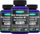2 i 1 Forbedret formel: vitamin B1 med benfotiamin 500mg, fedt opløseligt supplement af vitamin B-1, 500 mg - 120 kapsler (3)
