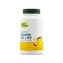 Frisk ernæring Vegan Vitamin D3 + K2 kapsler - 5000 IE D3 + 100mcg K2 som MK- 7 for Optimal Absorption - Immunforsvar, Knoglehelbred, Mood - Ikke GMO - 90 kapsler, 3 måneders forsyning