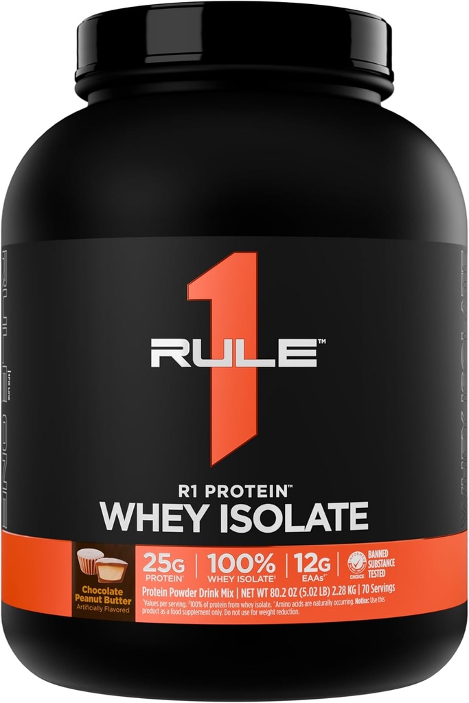 Regel 1 R1 Protein Whey Isolate - med 25g protein & 6g BCAA Eksklusivt fra Isolated & Hydrolysed Kilder til træning Inddrivelse (5 Pounds *, Chokolade Peanut Butter)