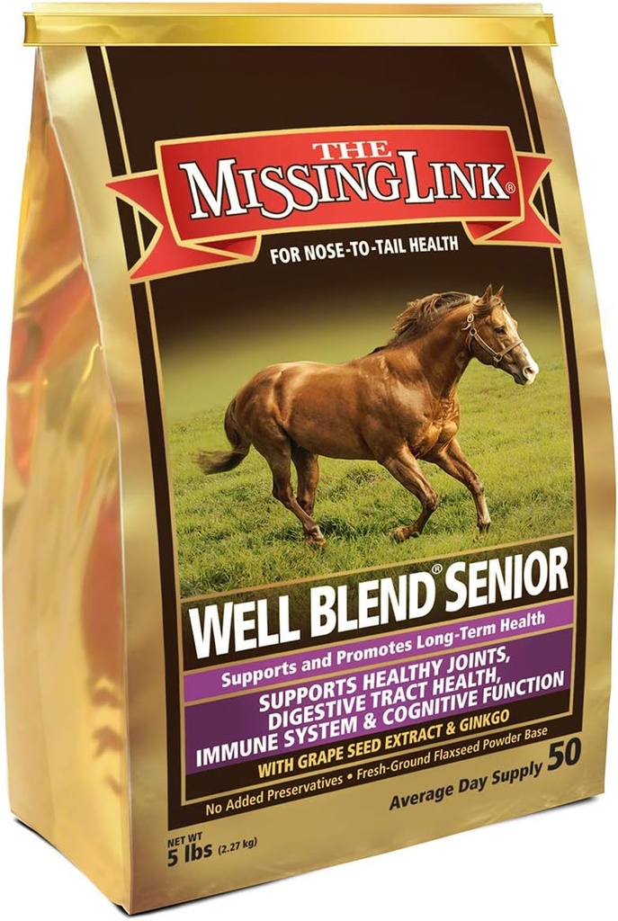 Den manglende Link Equine Well Blend Senior Superfood supplement pulver, 5 LB. Bag / 50 Day Supply