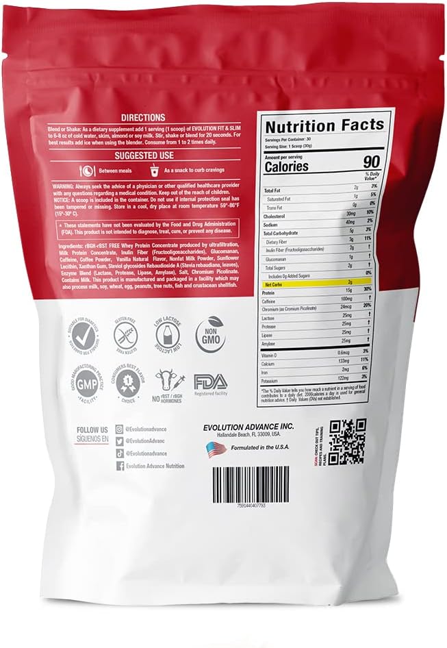 Evolution Advance Nutrition Fit & Slim Blend - Grass- Fed Whey Protein Powder for Easy fordøjelse, Keto- Godkendt, Non- GMO, Stevia Sødet, Natural Flavor - 2 Pund (Frappullicious Coffee)