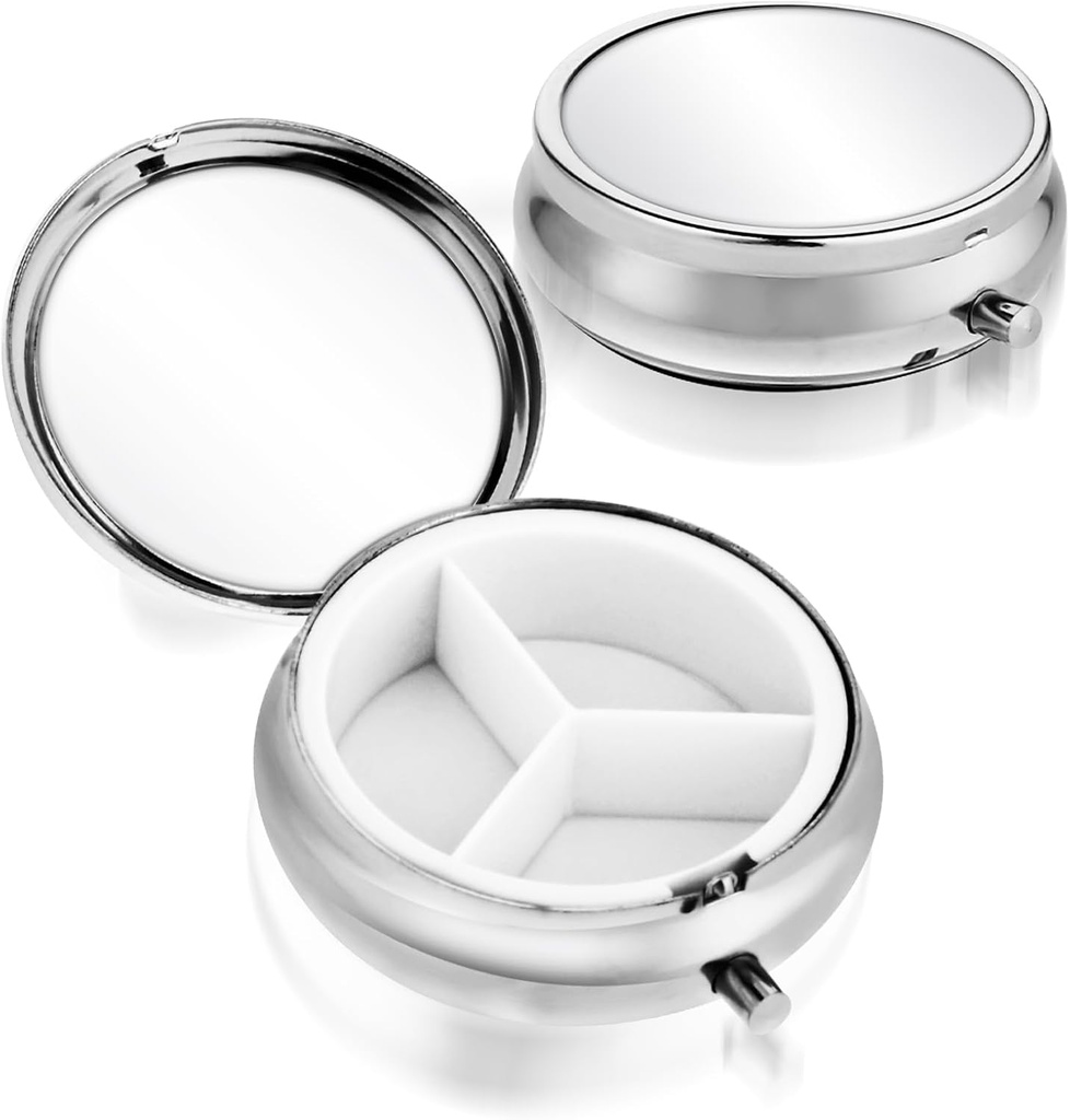 Sibba 3 Segment Portable Medicine Pill Case, Rejser Multi- Funktionel Fugt Bevis Pill Box for Purse & Pocket, Cute Metal Medicine Pill Organizer Box for Vitaminer, Fiskeolie & Kosttilskud