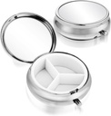 Sibba 3 Compartment Portable Medicine Pill Case, Travel Multi-Functional Moisture Proof Pill Box for Purse & Pocket, Cute Metal Medicine Pill Organizer Box for Vitamins, Fish Oil & Supplements