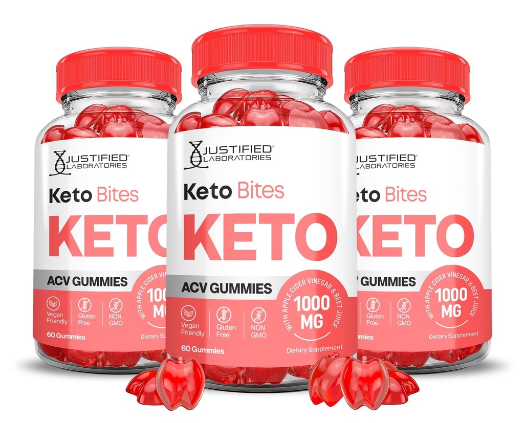(3 Pack) Keto Bites Keto ACV Gummies Advanced Formula 1000MG Keto Bites Keto Gummies Apple Cider Vinegar Formulated with Pomegranate Beet Juice Powder B12 Vegan Non GMO 180 Gummys