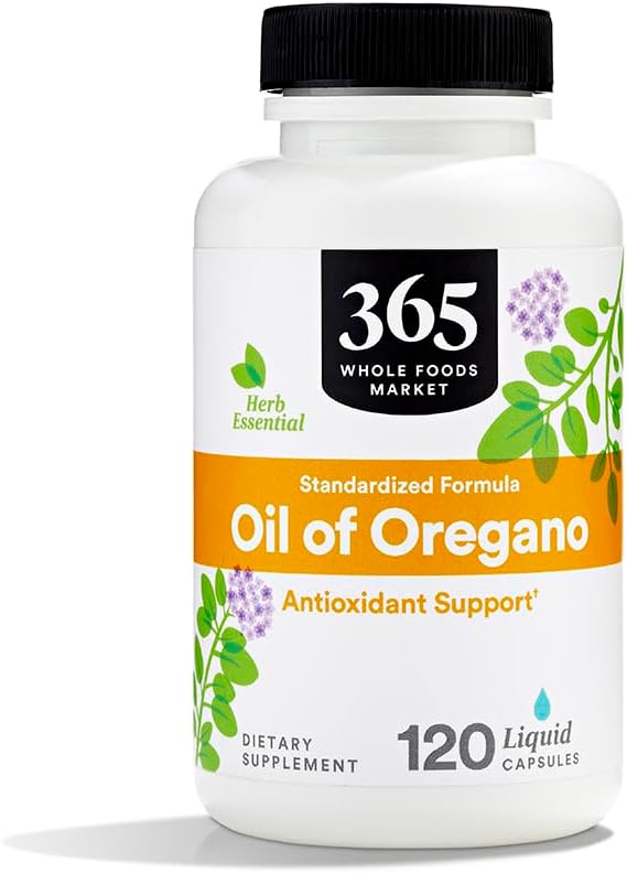 365 af Whole Foods Market, Oil of Oregano Standardized Formel, Antioxidant Support, Vegansk Væskekapsler, 120 Greve
