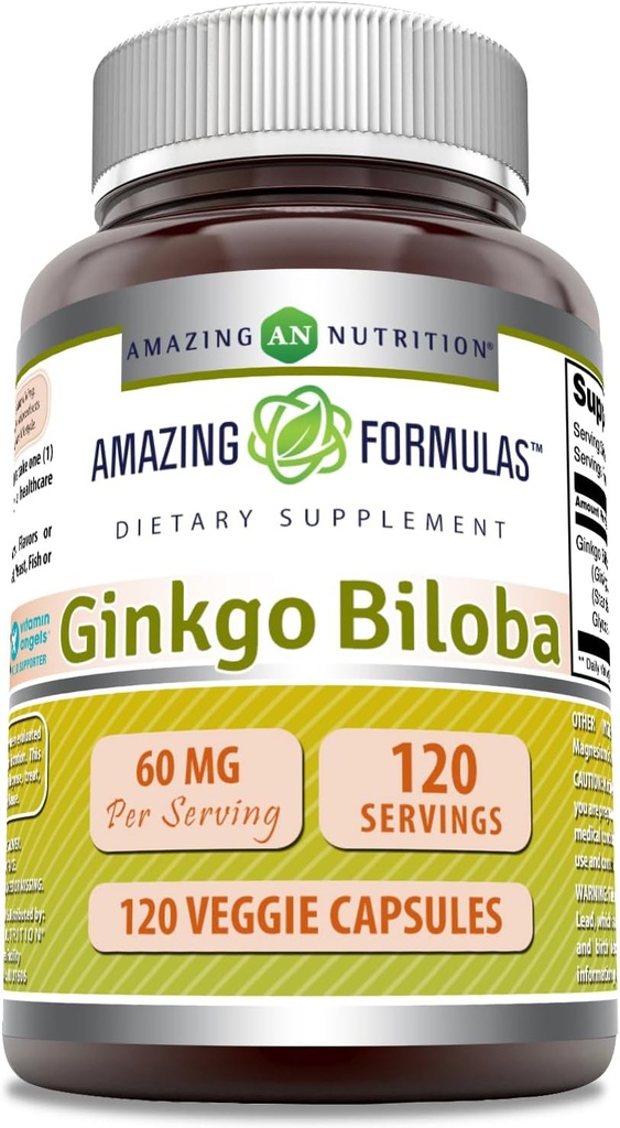 Amazing Formulas Ginkgo Biloba Supplement Note 124; 60 Mg Beeg 124; 120 Veggie Kapsler