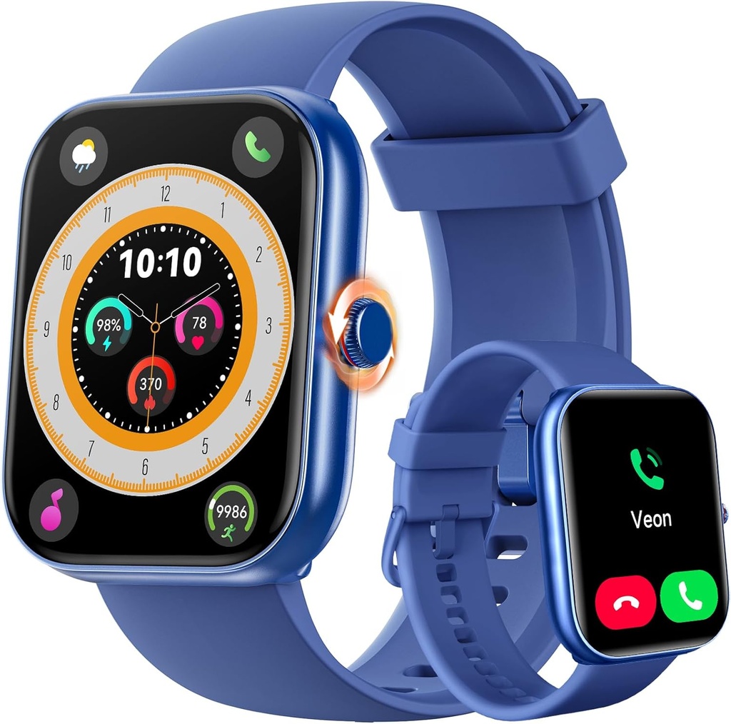 ENOMIR Smart ur til kvinder mænd (svar / gør opkald) kompatibel med iPhone / Android / Samsung, Alexa Build- in, [1.91 "HD Screen] Vandtæt Fitness ur med hjertefrekvens / søvn / SpO2 skærm (blå)