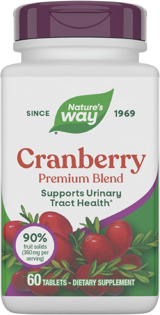 Nature 's Way Premium Blend Cranberry, Urinary Tract Health Support * tillæg med C-vitamin, 60 tabletter