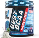 BPI Sport Bedste BCAA Shredded - Koffein Gratis Thermogen Recovery Drink, Lean Muscle Building BCAA pulver til kvinder og mænd, Fortræning BCAAs Aminosyrer Drink - Blue Raz - 25 Serveringer