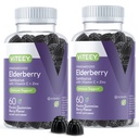 Viteey Sambucus Elderberry Gummies for voksne - Elderberry Vitamin C og Zink Immunity Gummies - Vegan, Gluten- Free - 120 Greve
