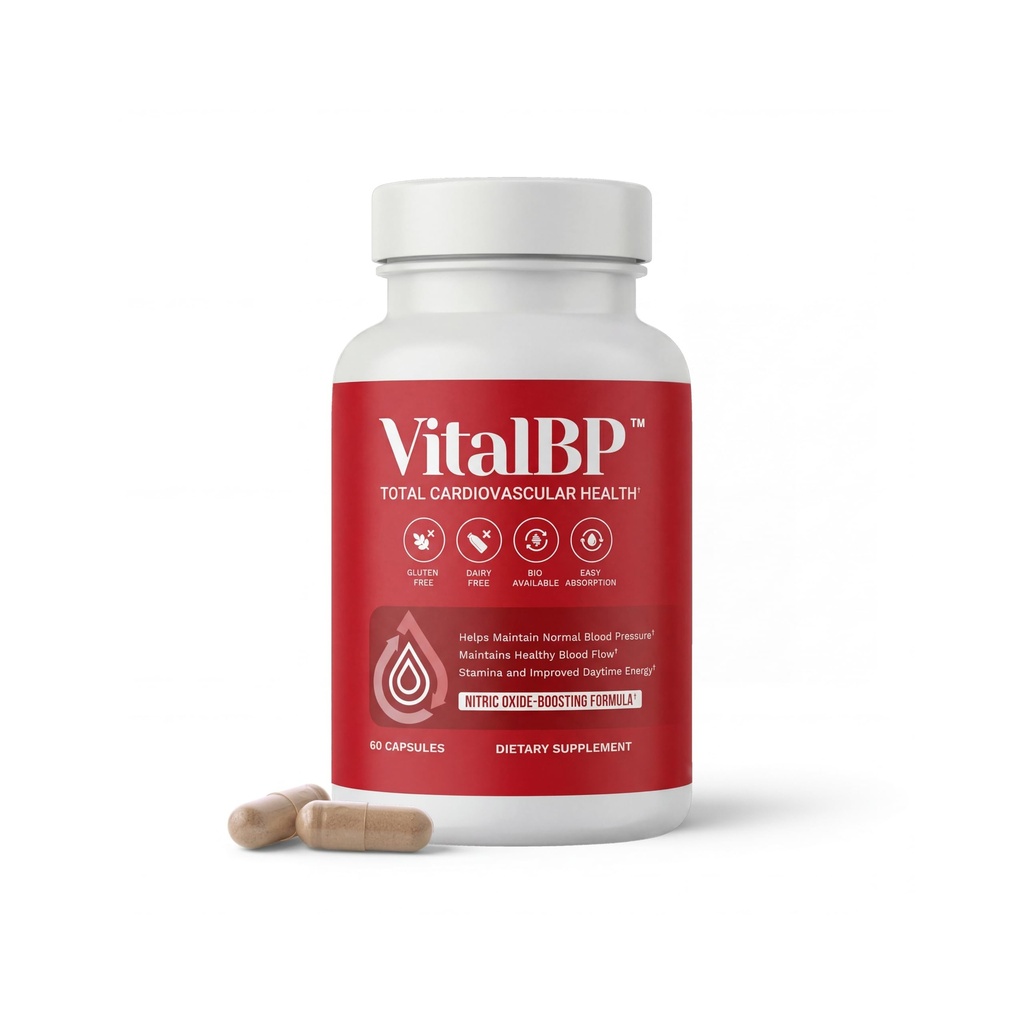Vital BP - Understøttelse af normalt blodtryk - Understøtter blodgennemstrømning & arterier - med CoQ10, L- Citrullin, og K2 & D3- 60 kapsler