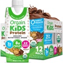 Orgain Organic Kids Protein Nutritional Shake, Chocolate - 8g Protein, 22 Vitamin & Min, Frugter & Grøntsager, Gluten Free, Soy Free, Non- GMO, 8.25 Fl Oz (Pack of 12)