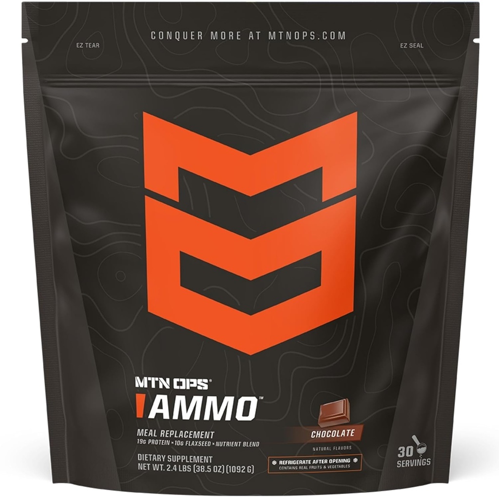 MTN OPS Ammo Protein Powder Meal Erstatning Shake for Lean Muscle Building, Chocolate Flavor, 28 Servere