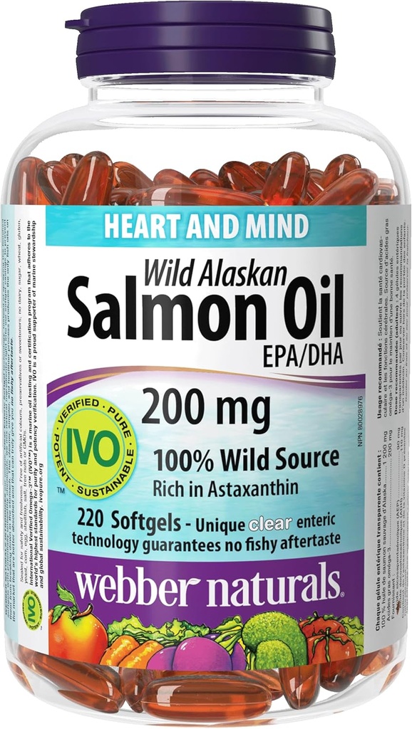 Webber Naturals Wild Alaska Salmon Oil, 200 Mg, 220- Greve