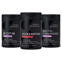 Sportsforskning Vegan Biotin 10,000mcg med kokosolie, Triple Strength Astaxanthin 12mg med Økologisk kokosolie & Phytoceramider 350mg per Softgel