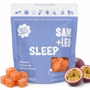 SAM + LEO sovegummi til børn og teenagere med melatonin, passionsblomst og vitamin B6 - mild sovegummi til afslappende søvn 124; Natural, Drug Free, Vegan & Gluten Free, Passionsfrugtsmag (60 ct)