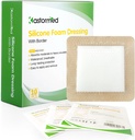 kastormet Silicone Adhesive Skum Dressing med Gentle Border 4 "x4" 10 Pack, Høj Absorbency Skum Sår Bandage til Seng Sore, Leg Ulcer, Diabetic Ulcer