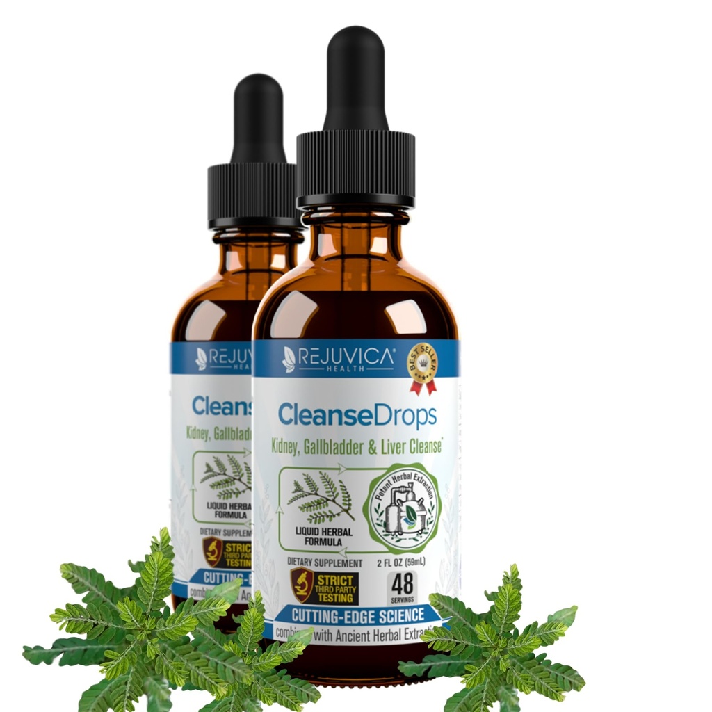Rejuvica Health Cleanse Drops - Avanceret Nyre & Gallblære Cleanse Support - Flydende levering til bedre Absorption - Chanca Piedra Brugt i Amazonsk Regnskov