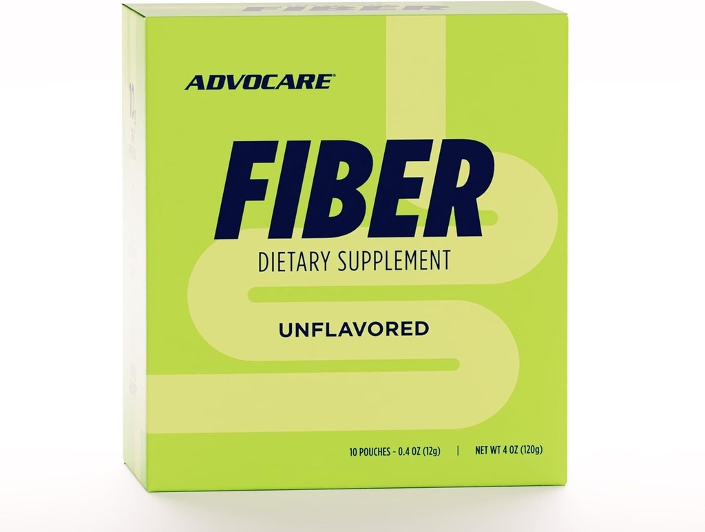AdvoCare Fiber Kosttilskud - Dagligt pulver supplement med Opløselig & Uopløselig Fiber - Blend indeholder Psyllium Seed & Corn - Understøtter fordøjelsessygdomme * - Ikke flavored - 10 Pouches