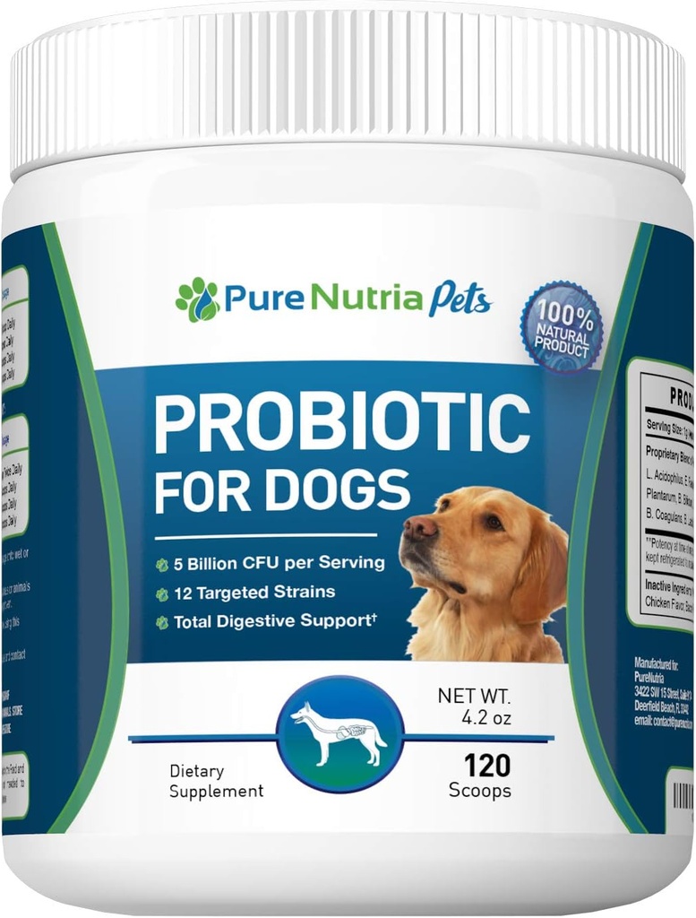 Hund Probiotika Hundetillæg - for Hund Diarré, Opsat Stomachs, Gær, Gas, Hund Allergi og Hund immunsystem Support - Made in USA - 12 Målrettede Strops 5 Millioner CFU - 120 Scops