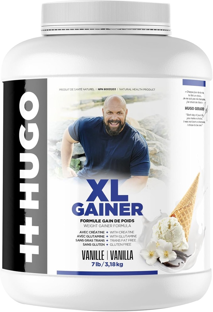 + + Hugo XL Gainer Nutrition Girard Pulver • 124; Vægt Gainer Formel • 124; med Creatin • 124; med Glutamin • 124; Trans Fat Free • 124; Gluten Free • 124; 7LB / 3.18KG • 124; Vanilla / Chocolate Flavor (Vanilla)
