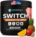 CoreBody Switch Energy Drink Mix -Nootropics Brain Support Supplement for Memory & Focus, Sugar Free Energy Booster med Nootropics, Alpha GPC, All Day Focus * (Tropical Punch)